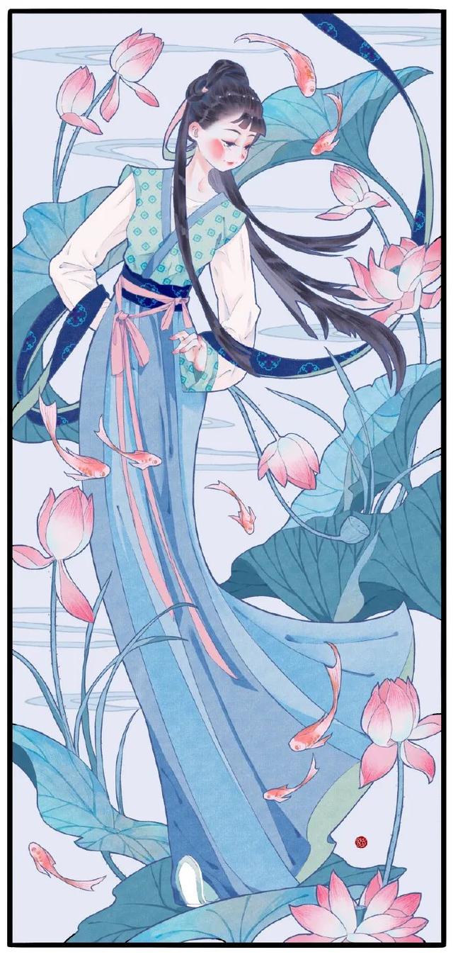 花拟人系列古风美女主题，十二小花神