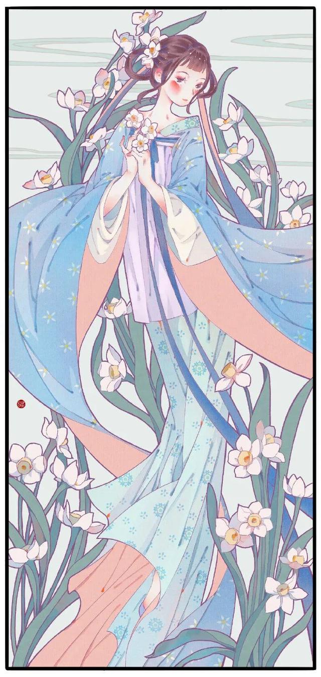 花拟人系列古风美女主题，十二小花神