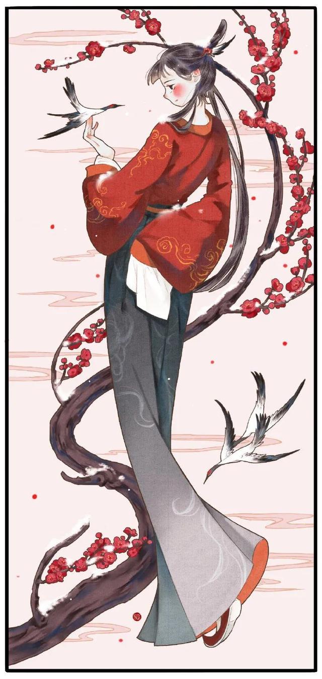 花拟人系列古风美女主题，十二小花神