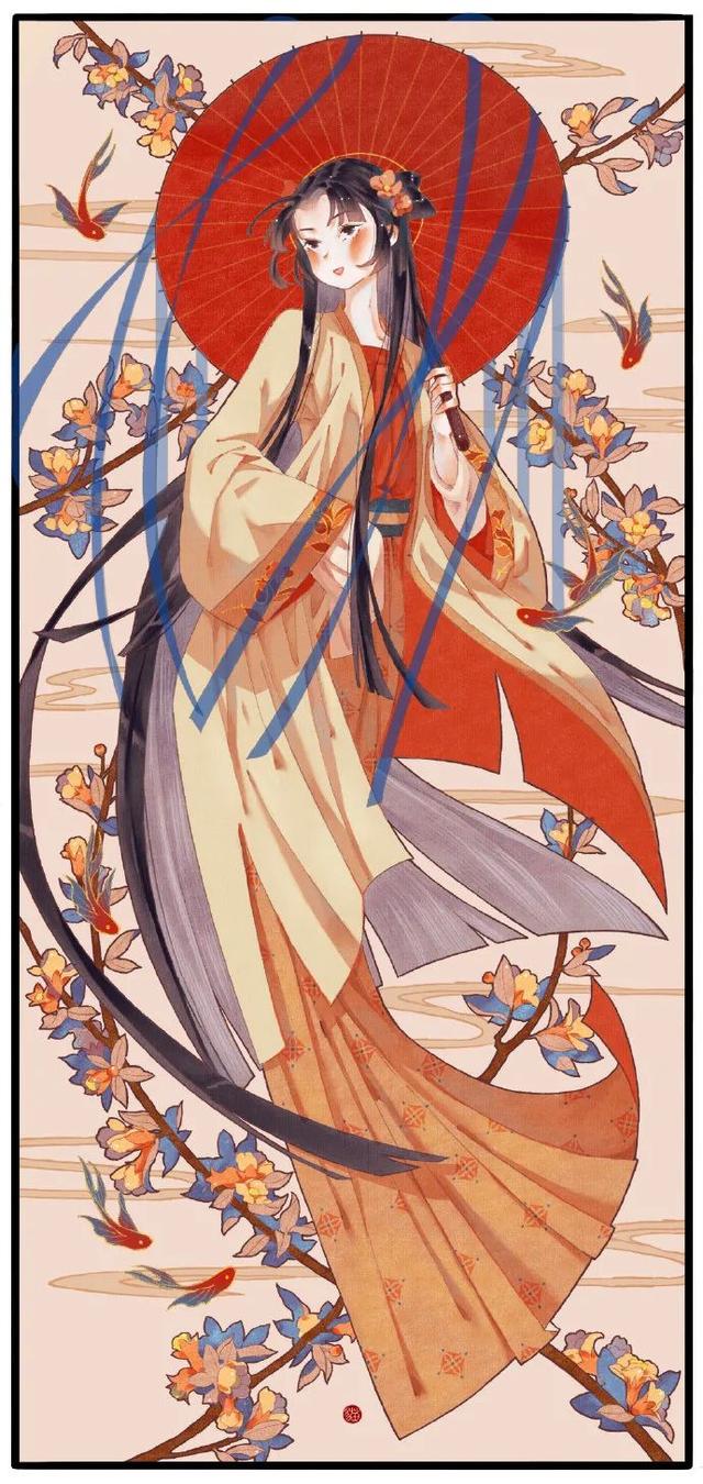 花拟人系列古风美女主题，十二小花神