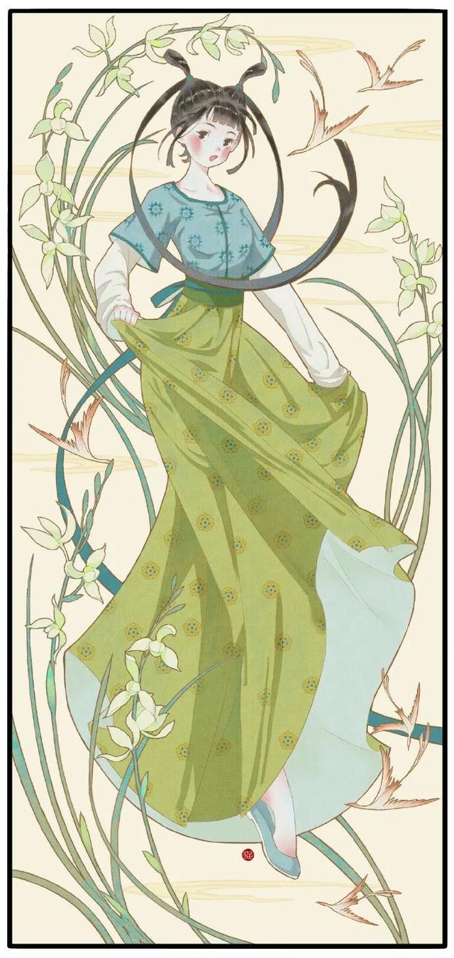 花拟人系列古风美女主题，十二小花神