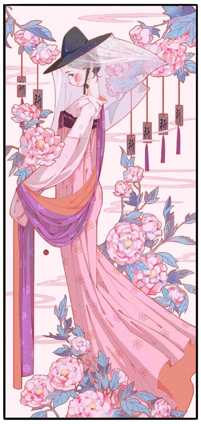 花拟人系列古风美女主题，十二小花神
