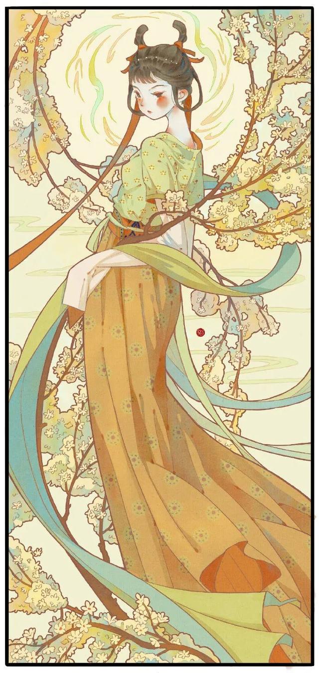 花拟人系列古风美女主题，十二小花神